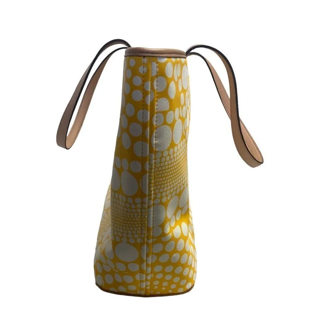 KATE LANDRY Women’s Tote Bag 12X6X13.5 Yellow & White‎